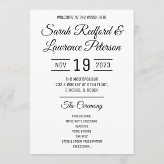 ミニマリスト結婚式 プログラム全体 メニュー