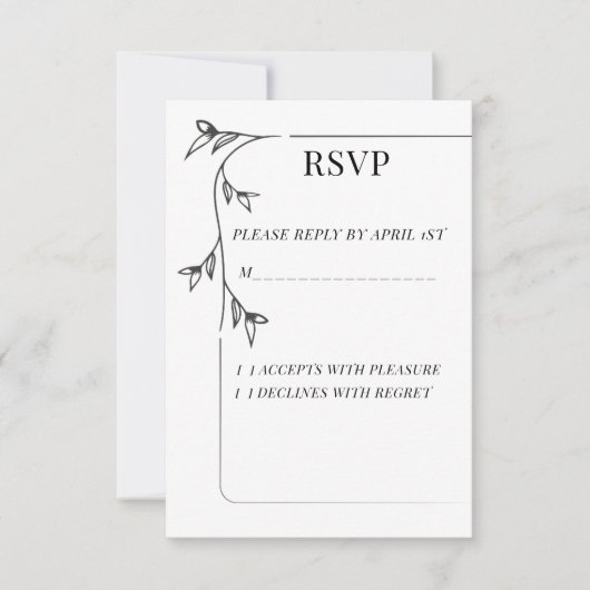 ミニマリスト結婚式 RSVP 返信カード (正面)