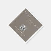 ミニマリスト結婚式QRフォト共有タウプ スタンダードカクテルナプキン (角)