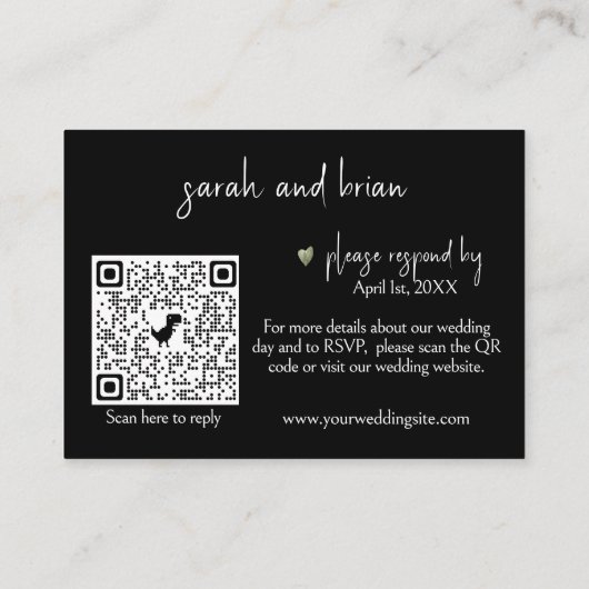 ミニマリスト結婚式RSVP QRコード格納装置カード エンクロージャーカード (裏面)