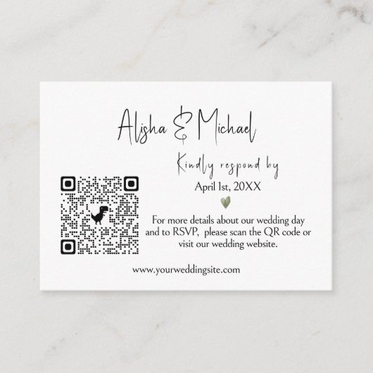 ミニマリスト結婚式RSVP QRコード格納装置カード エンクロージャーカード (正面)