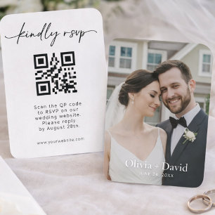 ミニマリスト結婚式RSVPQRコードスクリプトデザイン 名刺