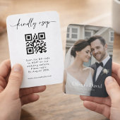 ミニマリスト結婚式RSVPQRコードスクリプトデザイン 名刺