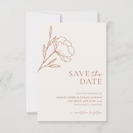 ミニマリスト結婚式Save the Date Botanical セーブザデート (正面)