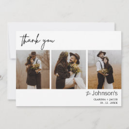 ミニマリスト結婚3枚の写真サンキューカード 招待状