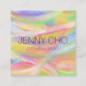 ミニマリスト絵画レインボーのQRコードのソーシャルアイコン スクエア名刺 (正面)