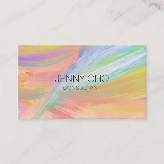 ミニマリスト絵画レインボーのQRコードのソーシャルアイコン 名刺 (正面)