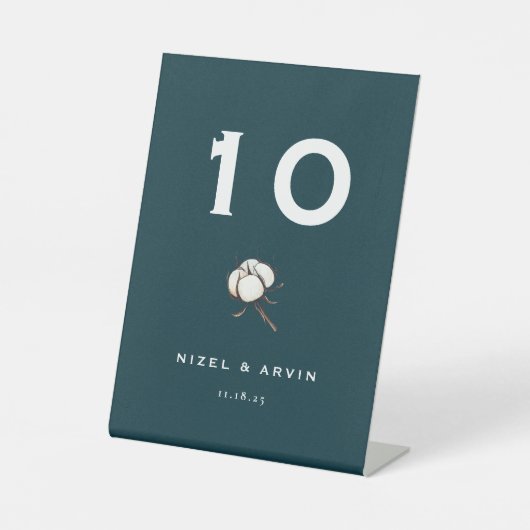 ミニマリスト綿ダーク鮮やかグリーン結婚ズ 台座サイン (正面)