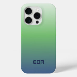 ミニマリスト緑と青のグラデーションのモノグラム iPhone 15 PROケース