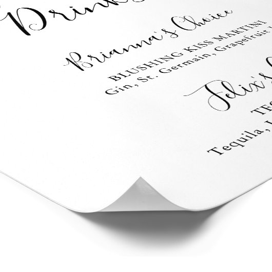 ミニマリスト緑のユーカリのシグネチャードリンクサイン ポスター (角)