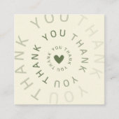 ミニマリスト緑の循環ありがとうカスタムロゴ スクエア名刺 (正面)