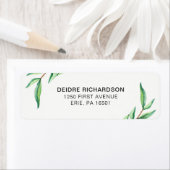 ミニマリスト緑の植物性葉のオン白 ラベル (インサイチュ)