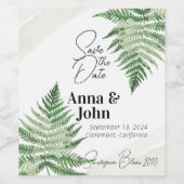 ミニマリスト緑の結婚シダ ワインラベル (シングルラベル)