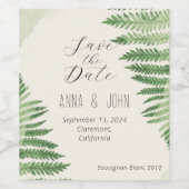 ミニマリスト緑の結婚シダ ワインラベル (シングルラベル)