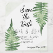 ミニマリスト緑の結婚シダ ワインラベル (シングルラベル)