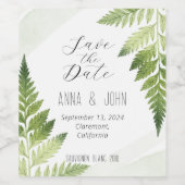 ミニマリスト緑の結婚シダ ワインラベル (シングルラベル)