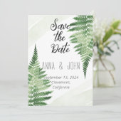 ミニマリスト緑の結婚シダ 招待状 (スタンド正面)