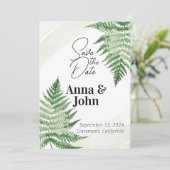 ミニマリスト緑の結婚シダ 招待状 (スタンド正面)