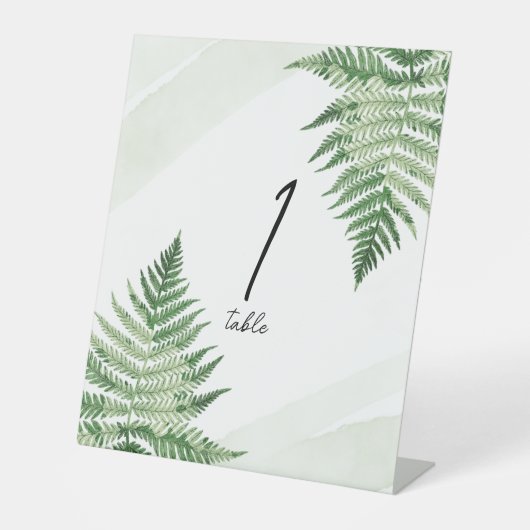 ミニマリスト緑シダのテーブル番号 台座サイン (正面)