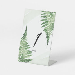 ミニマリスト緑シダのテーブル番号 台座サイン