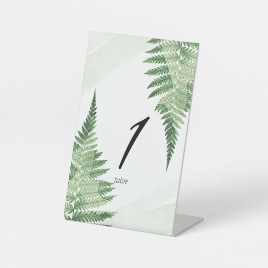 ミニマリスト緑シダのテーブル番号 台座サイン (正面)