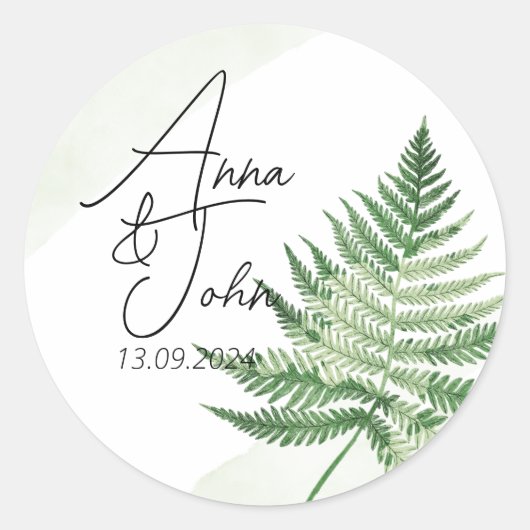 ミニマリスト緑シダ ラウンドシール (正面)