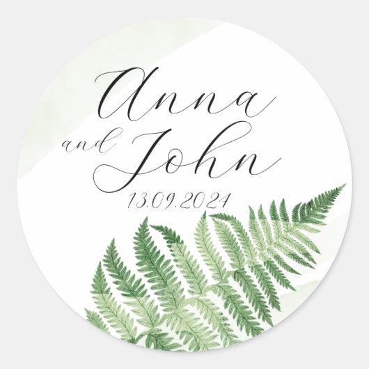 ミニマリスト緑シダ ラウンドシール (正面)