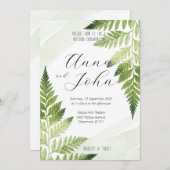 ミニマリスト緑シダ 招待状 (正面/裏面)