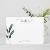 ミニマリスト緑ブライダルシャワーサンキューカード 招待状 (スタンド正面)