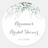 ミニマリスト緑ユーカリブライダルシャワー賛成 ラウンドシール (正面)