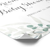 ミニマリスト緑ユーカリ赤ちゃんシャワーへようこそ ポスター (角)