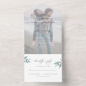 ミニマリスト緑水カラー結婚ブランチの写真 オールインワン招待状 (内側)