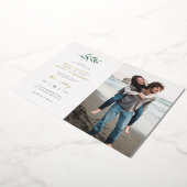 ミニマリスト緑水カラー結婚ブランチの写真 箔招待状 (回転した状態)