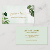 ミニマリスト緑熱帯葉水色結婚ズ 名刺 (正面/裏面)