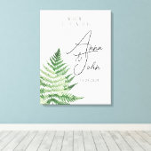 ミニマリスト緑結婚シダ徴候 キャンバスプリント (インサイチュ (ウッドフロア))