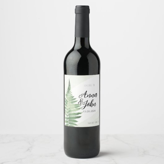 ミニマリスト緑結婚シダ徴候 ワインラベル (正面)