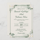 ミニマリスト緑結婚式招待状 招待状 (正面/裏面)