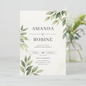 ミニマリスト緑結婚式招待状 招待状 (スタンド正面)