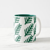 ミニマリスト緑葉パターンマグ – エコスタイルドリン ツートーンマグカップ (正面右)
