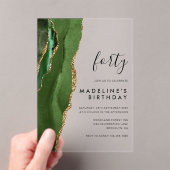 ミニマリスト緑金ゴールドゲートGeode 40th誕生日 アクリル招待状 (インサイチュ (ポータブル))