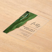 ミニマリスト緑金ゴールドゲートGeode 40th誕生日 アクリル招待状 (レイダウン)