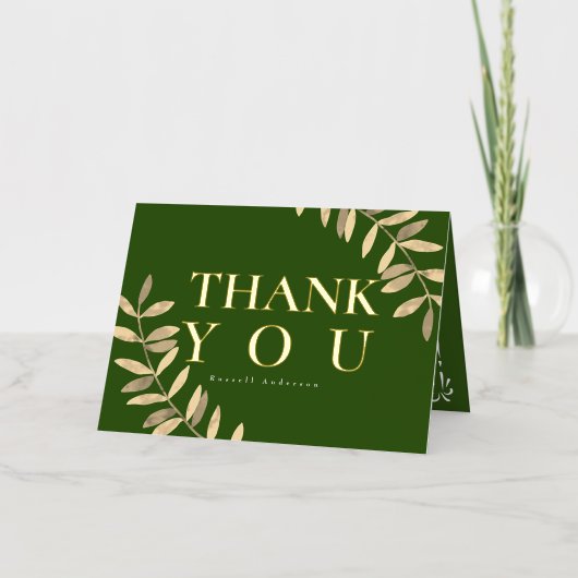 ミニマリスト緑 箔グリーティングカード (正面)