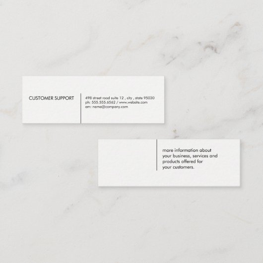 ミニマリスト線/白 スキニー名刺 (正面/裏面)