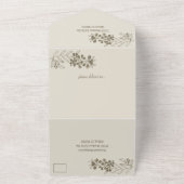 ミニマリスト縁どトップブラウンベリ結婚ー葉 オールインワン招待状 (外側)