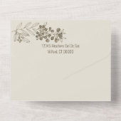 ミニマリスト縁どトップブラウンベリ結婚ー葉 オールインワン招待状 (裏面)