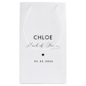 ミニマリスト繊細なスクリプトとハートメイド・オブ・オーナー（花嫁付き添い人） スモールペーパーバッグ (裏面)