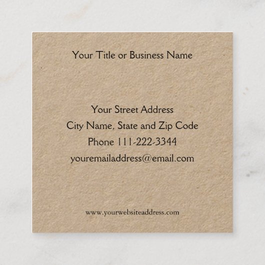 ミニマリスト署名スクリプトクラフト名刺 スクエア名刺 (裏面)