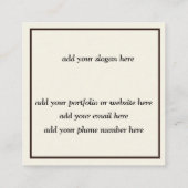 ミニマリスト美学の本作家フリーランス作家 スクエア名刺 (裏面)