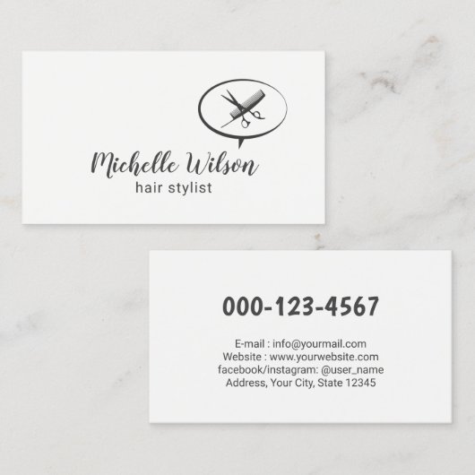 ミニマリスト美容師タイポグラフィ美しいサロン 名刺 (正面/裏面)