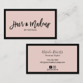 ミニマリスト美容師化粧アーティスト赤面ピンク 名刺 (正面/裏面)